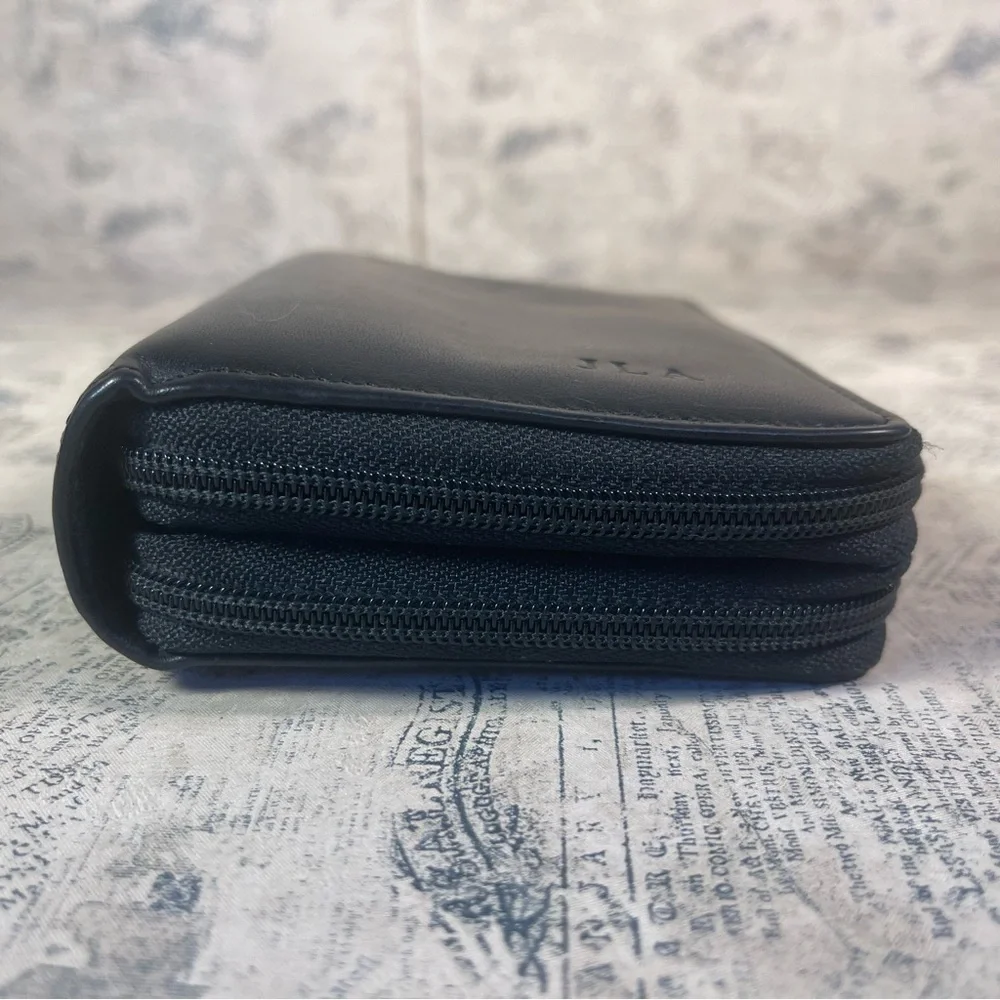 Vintage Double Zip Pocket Organizer Wallet Retro Travel Planner Case